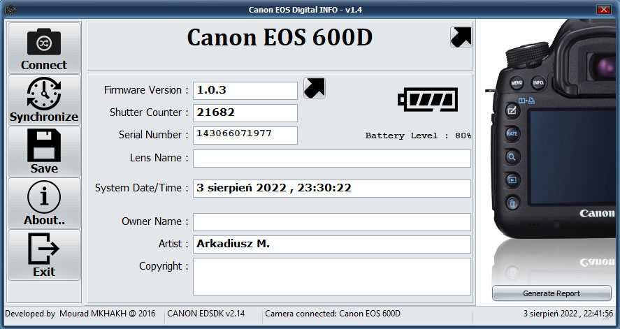 Canon EOS 600D + Samyang 8 mm fisheye 3,5 CS II