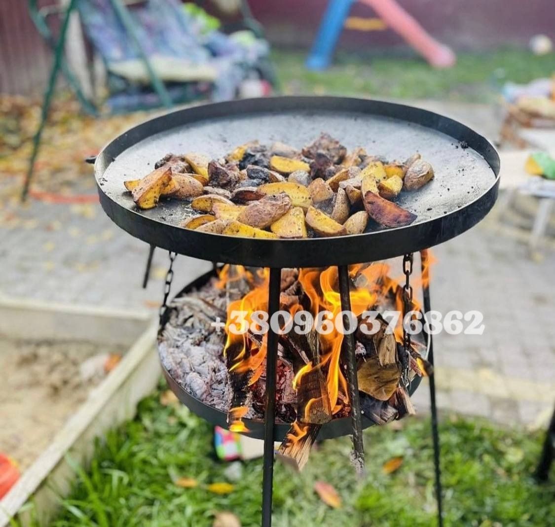 Сковорода 50 см із диска борони з підвіскою для багаття