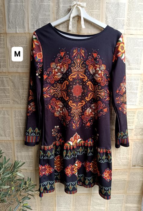 Sukienka M biust 45x2 styl boho-etno ornament folklor mandala paisley