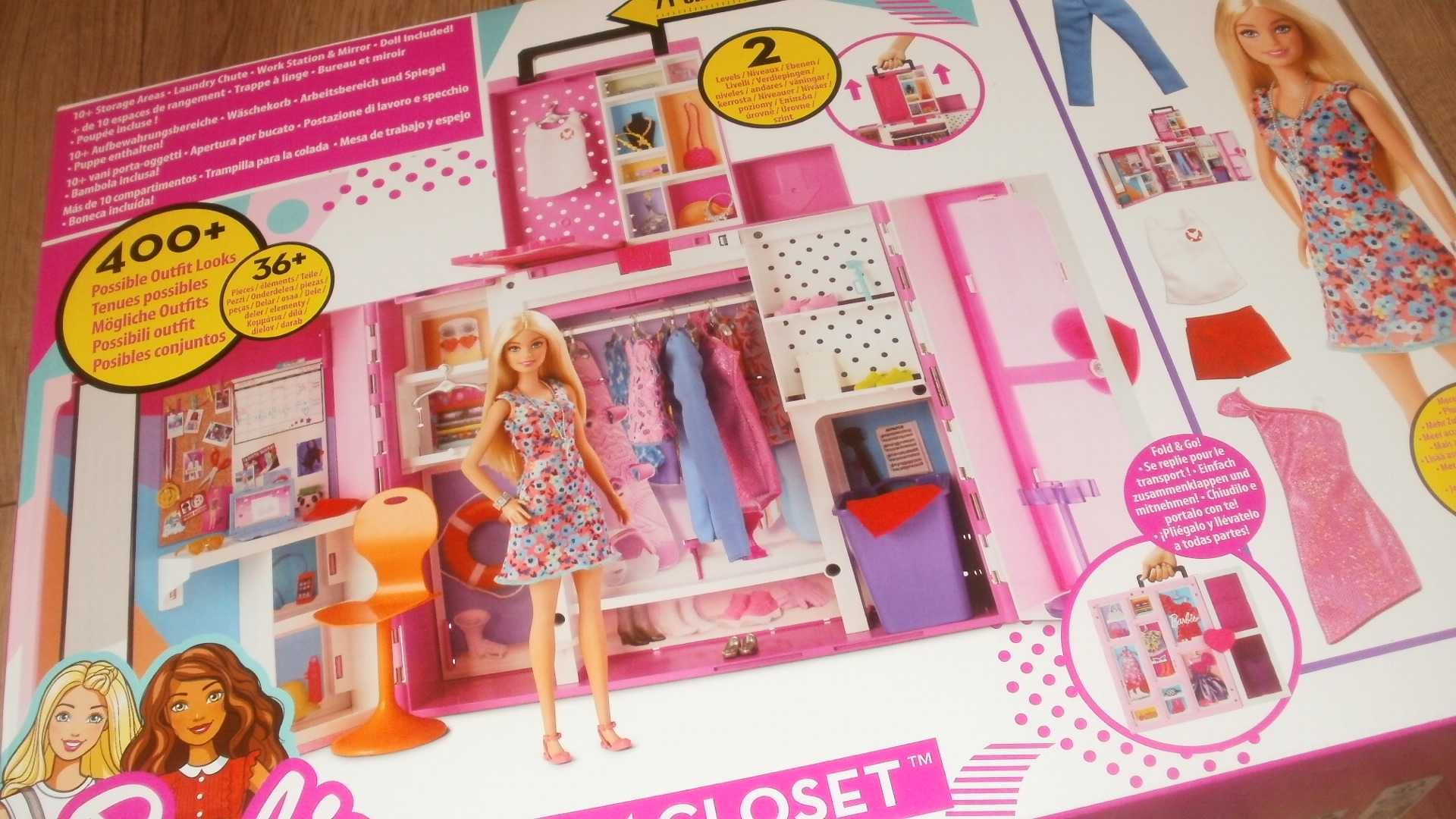Barbie garderoba zestaw z lalką + 36 akcesoriów HGX57