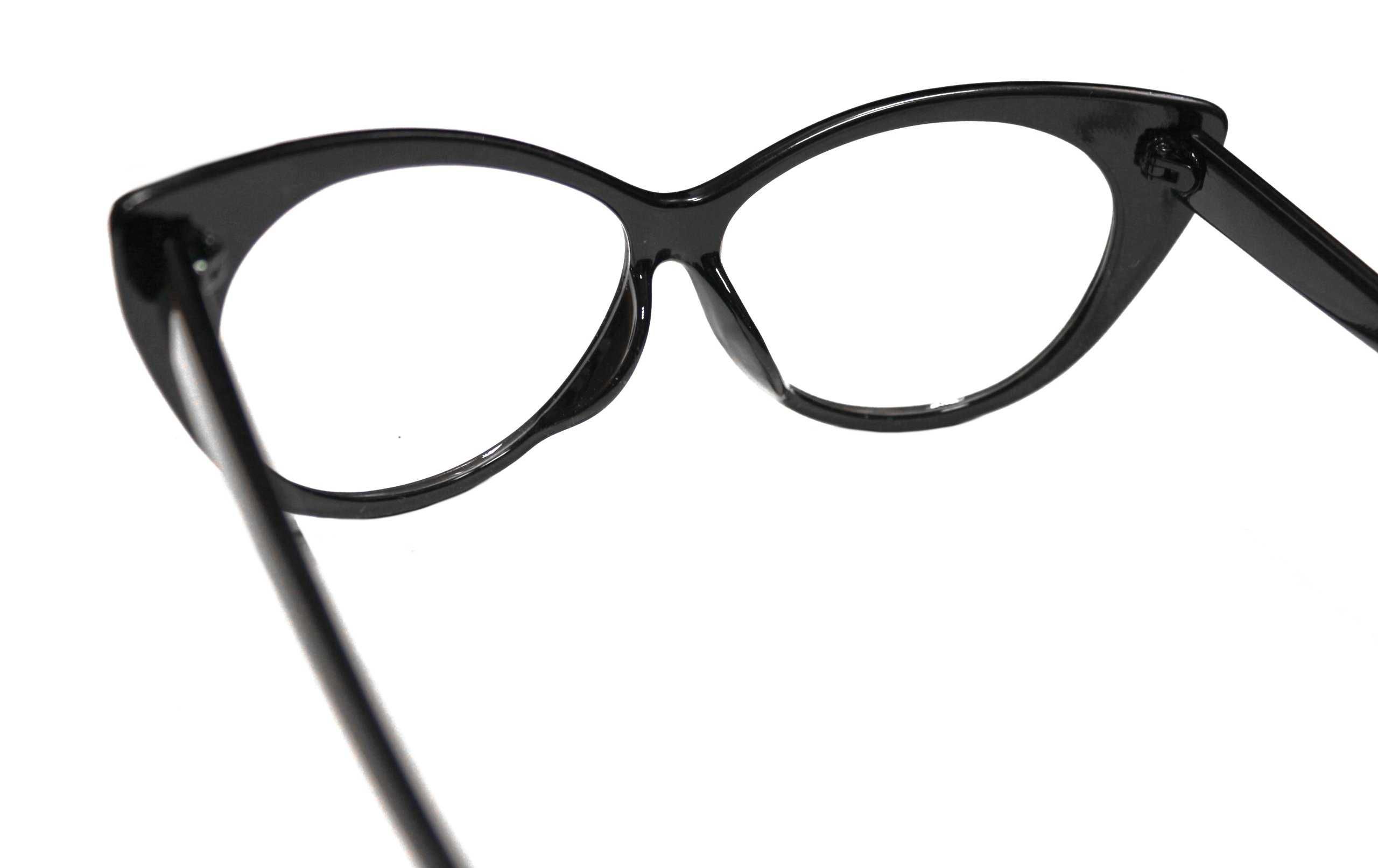 Okulary zerówki KOCIE OKO cat eye czarne oprawki