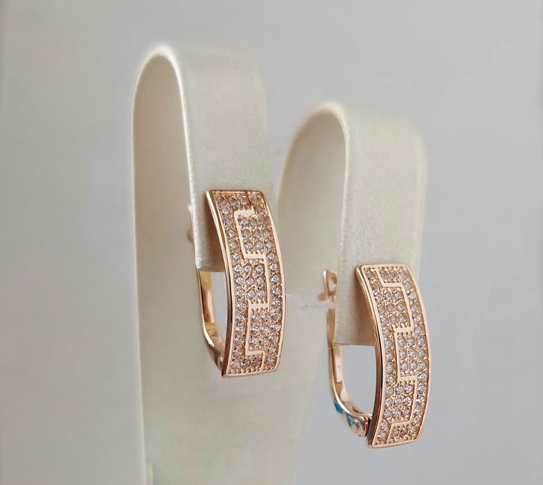 Золоті сережки "Яскравий Лабіринт" 585 проба нові