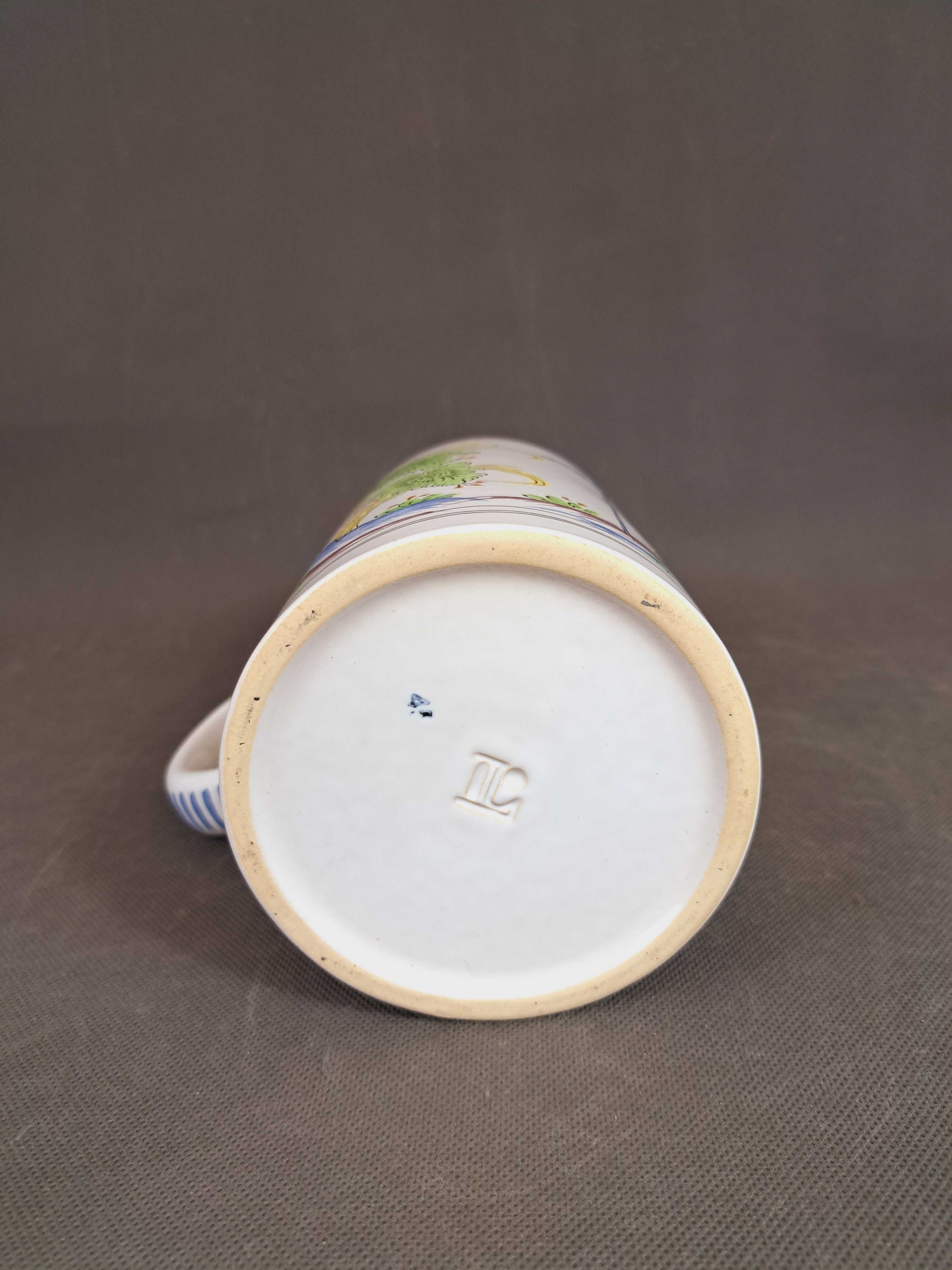 Kolekcjonerski kufel ceramiczny z cynową pokrywką