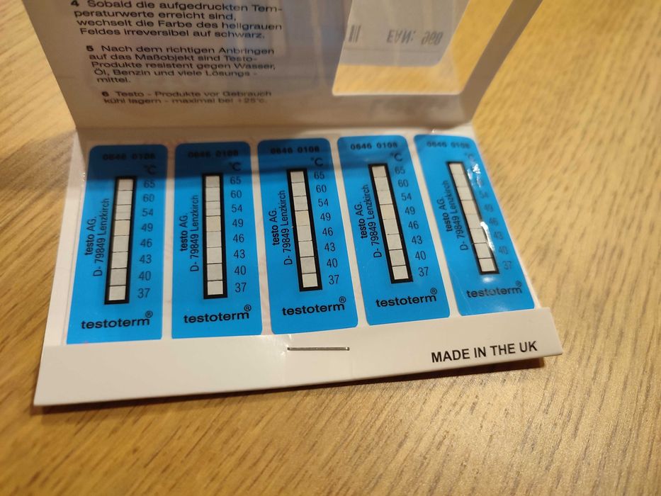 paski do pomiaru temperatury testo testoterm +37 °C do +65 °C