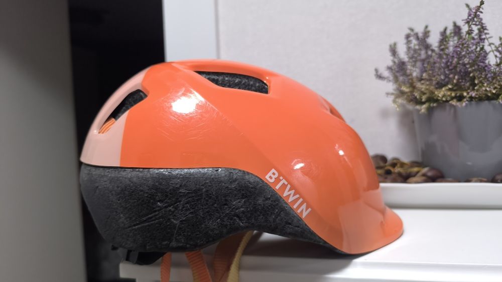 Kask btwin pomarańczowo różowy XS