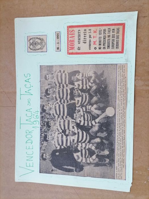 SPORTING Vencedor TAÇA DAS TAÇAS 1964 Recortes Jornal A Bola 16/5/64