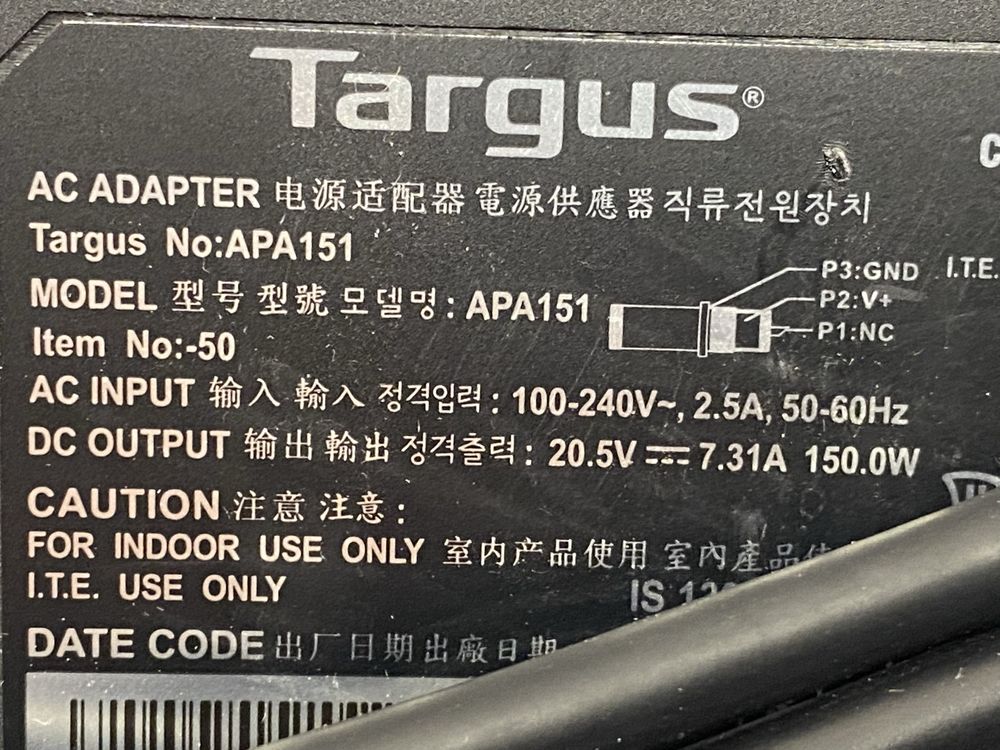 Док-станція Targus DOCK190EUZ USB-C / Thunderbolt 3 — комплектна