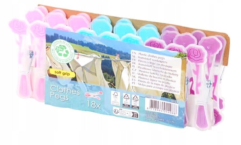 antypoślizgowe klamerki kwiatki + koszyczek spinacze do prania 18zt.