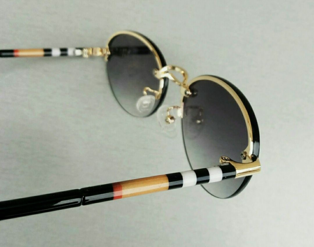 Burberry стильные овальные узкие очки унисекс темно серый градиент