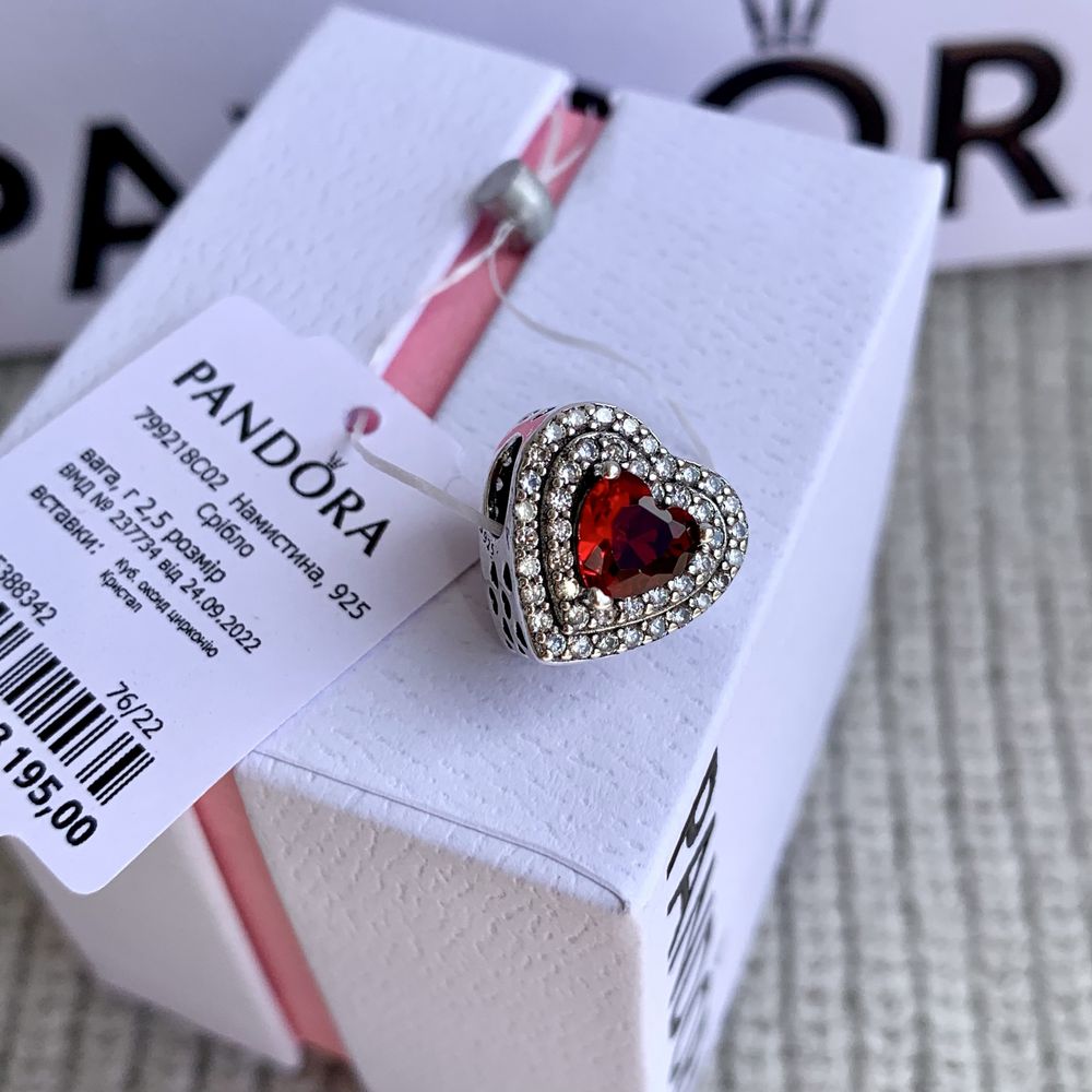 Шарм Пандора оригінал «Червоне серце» Pandora намистина підвіска