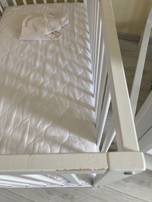 OKAZJA Łóżeczko dziecięce 60x120 z materacem, wyciągane szczeble