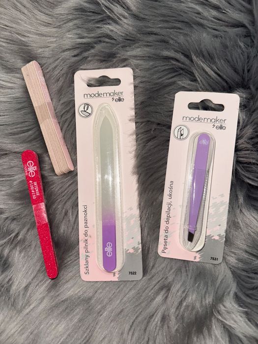 pilniczek szklany do paznokci jednorazowe + pęseta do brwi Elite Elle