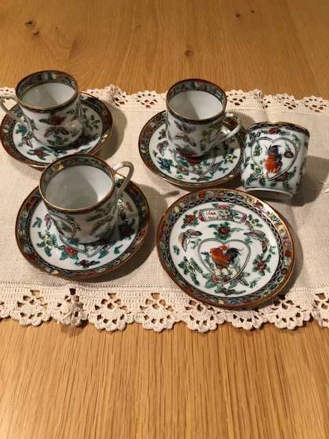 Peças de Coleção de Porcelana Fina, Conjunto de Café "Luta de Galos"