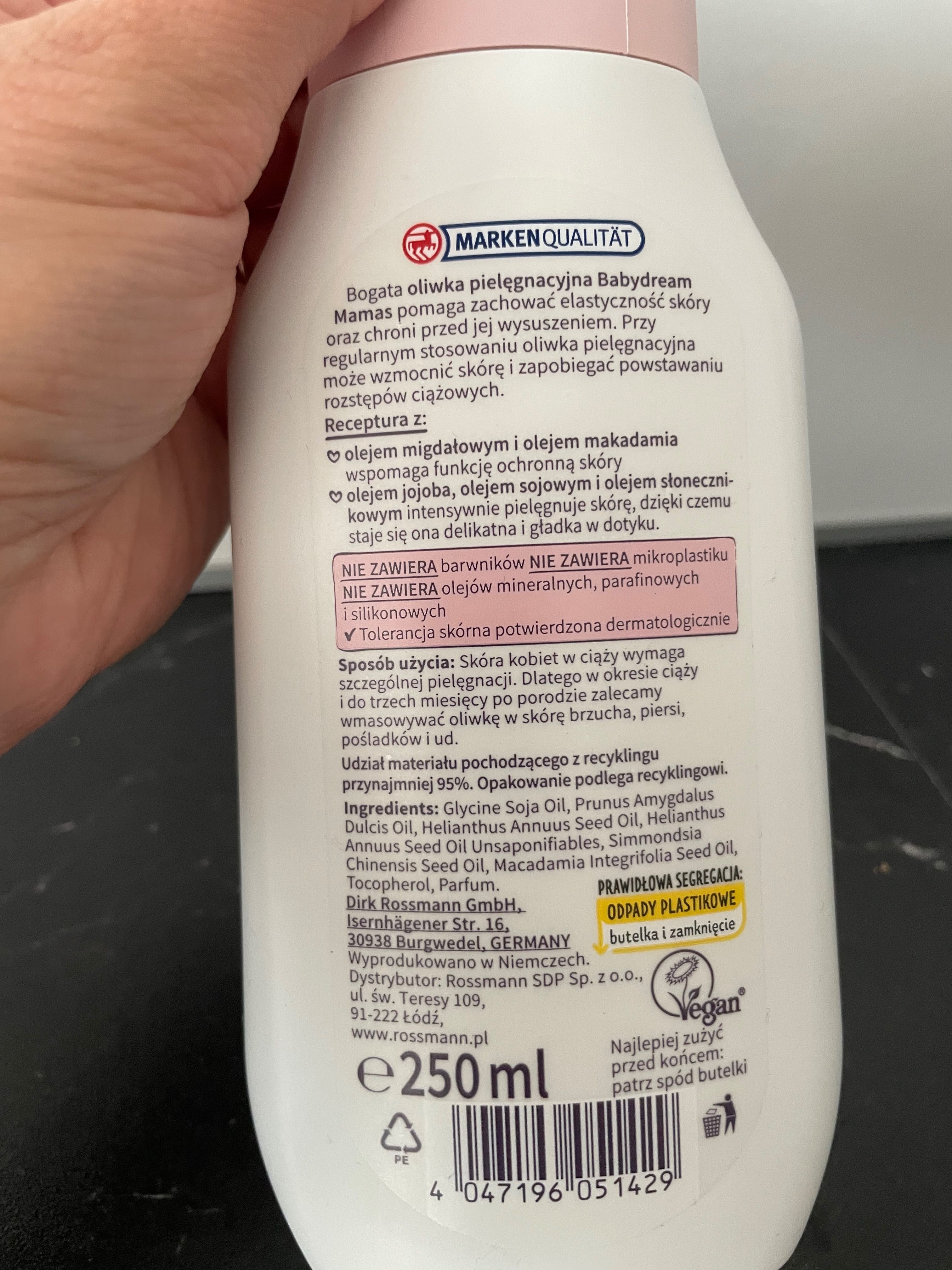 NOWA Oliwka pielęgnacyjna przeciw rozstępom Rossmann Babydream 250 ml