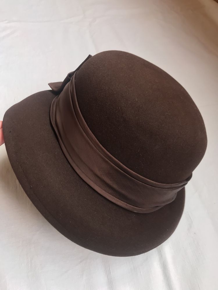 Фетровий капелюх коричневий / шляпа клош