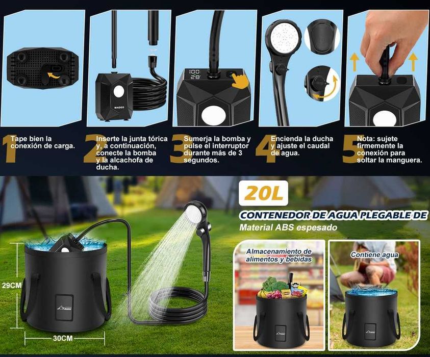 Chuveiro de Campismo completo deposito 20L