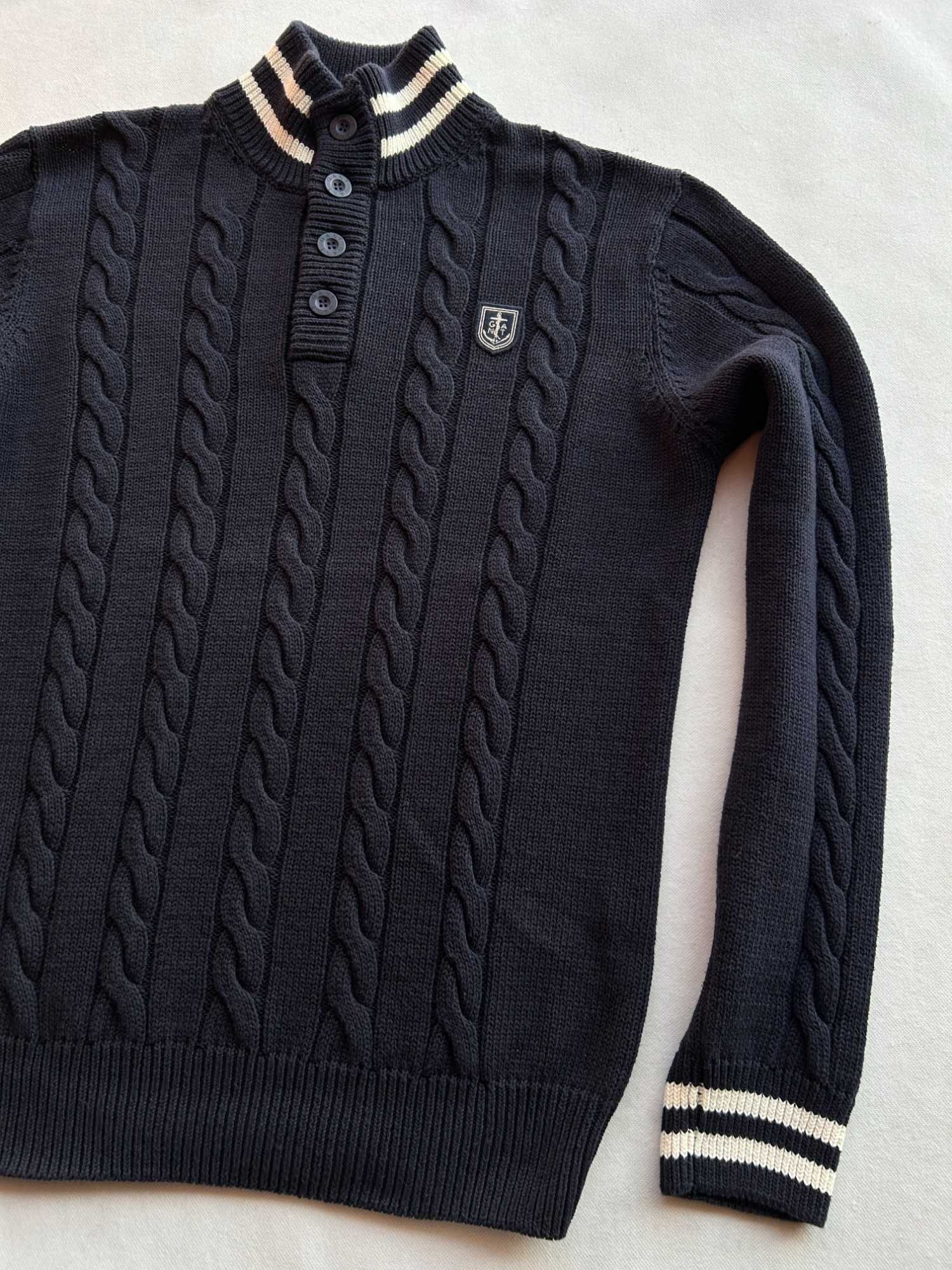 GANT _ Granatowy bawełniany męski grubszy sweter XL