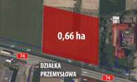 Działka przemysłowa, inwestycyjna 0,66 ha okolice Wielunia, zjazd z S8