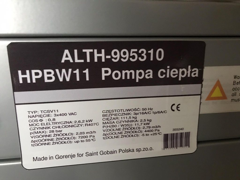 Gruntowa pompa ciepła o mocy 11,7 kW