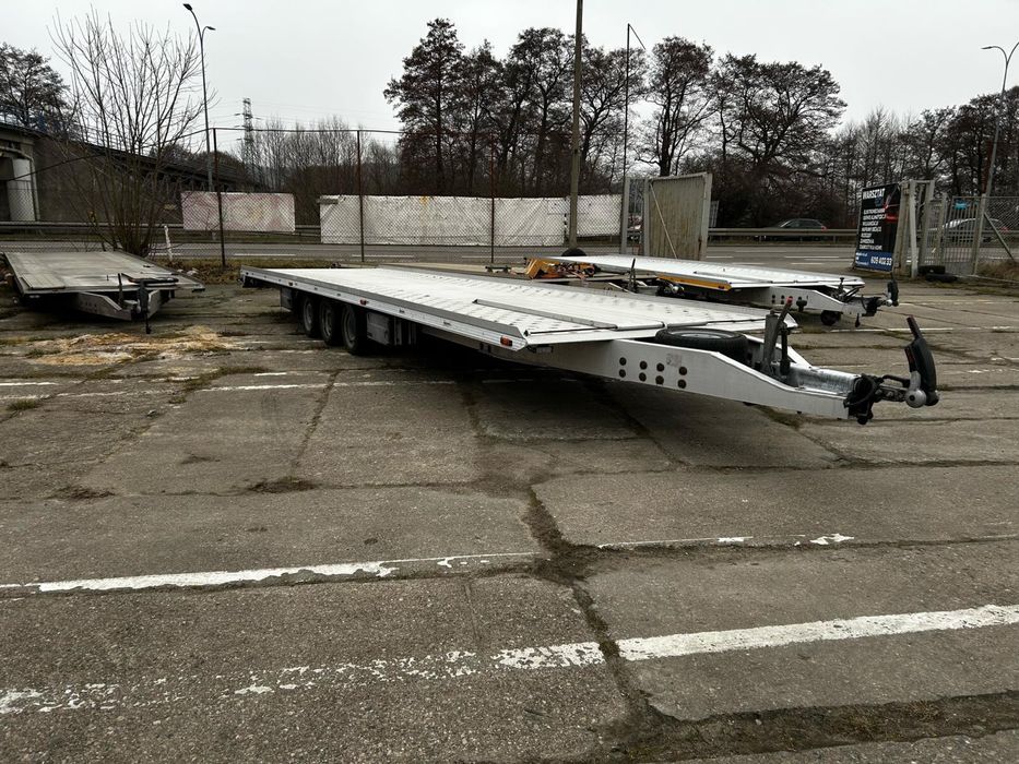 Wynajem Przyczep platforma laweta 4,5 5,5m 8m 8,5m  na dwa auta 3,5Dmc