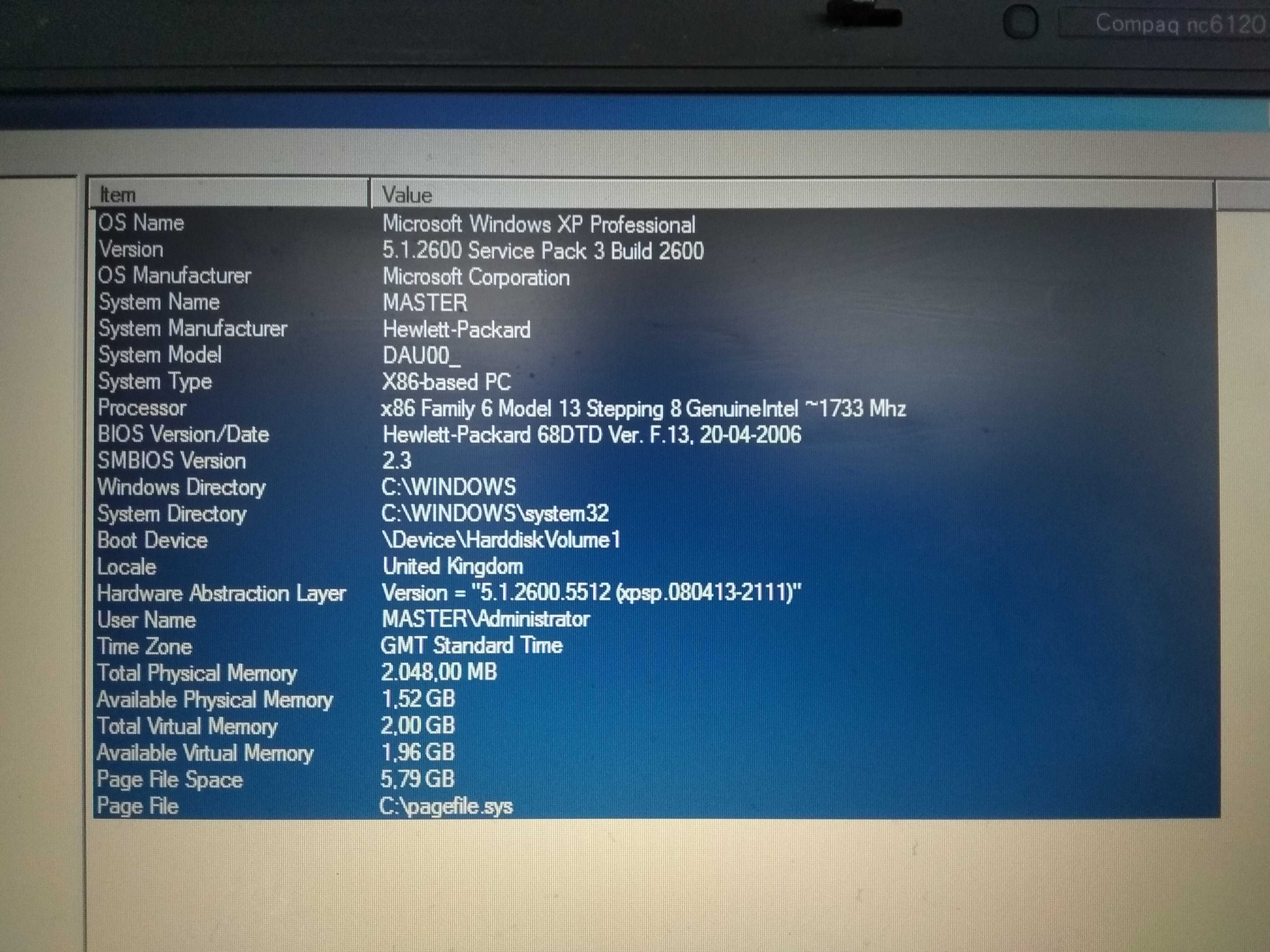 Pc Compaq nc 6120 + webcam