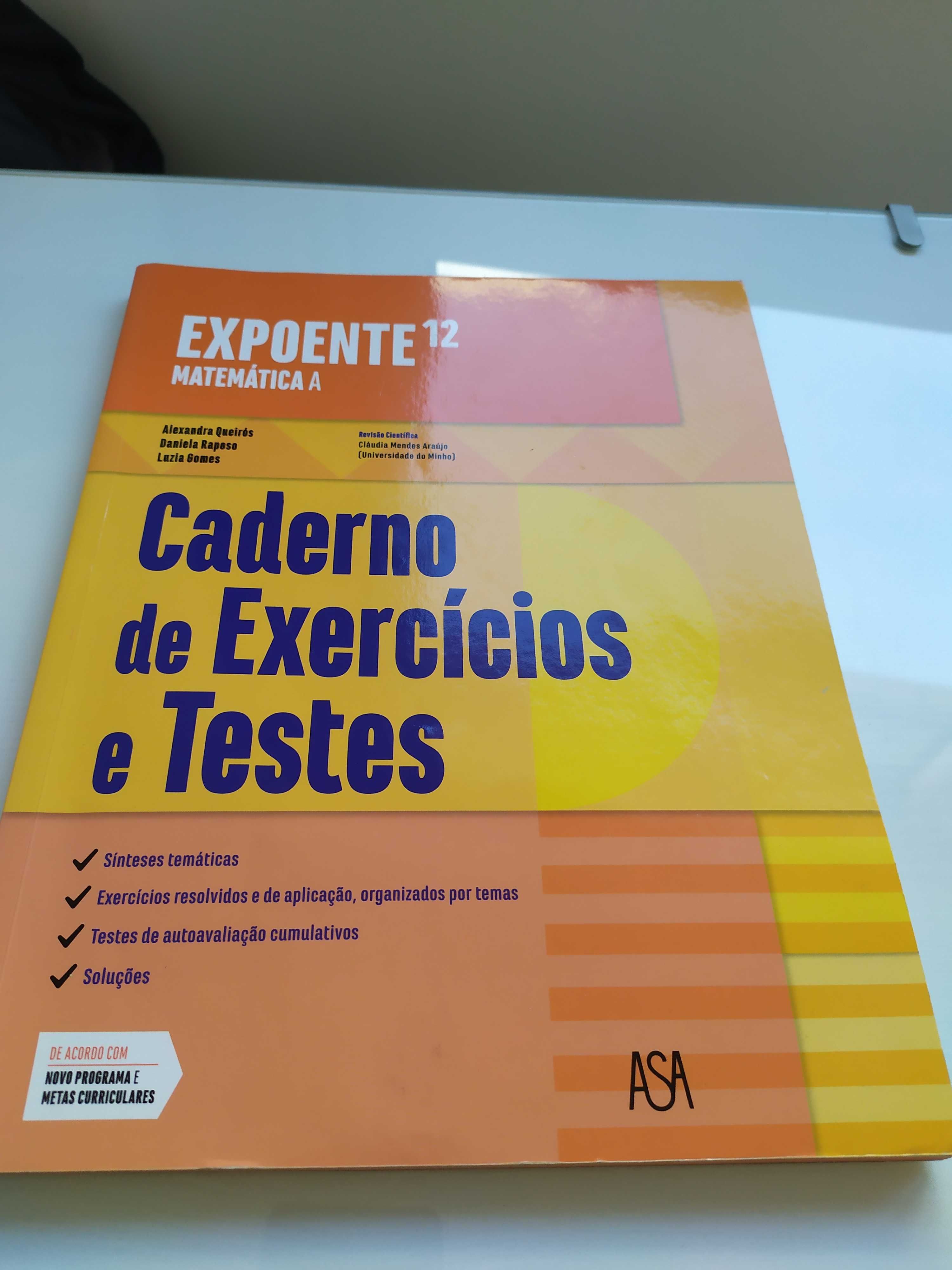 Caderno de exercícios e testes Matemática A