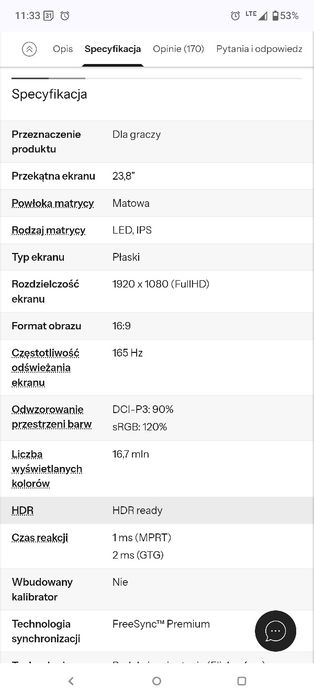 Monitor Gigabyte g24f 165Hz IPS Full HD 1080 freesync