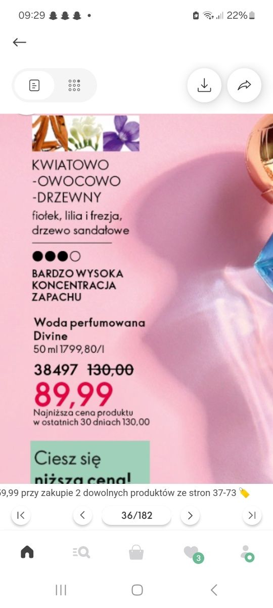 Wodą perfumowana Divine 50 ml niebieska Oriflame perfumy