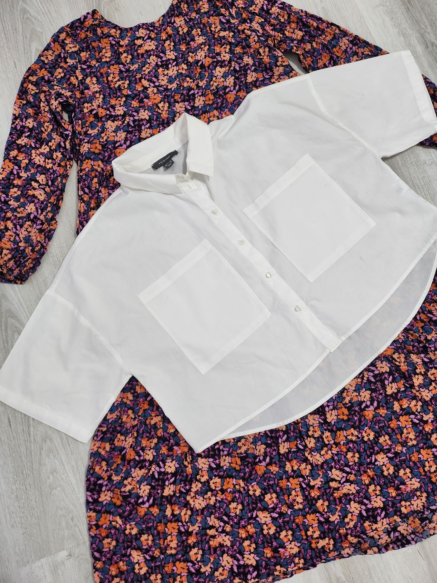 Белая короткая рубашка кроппед Primark коттон