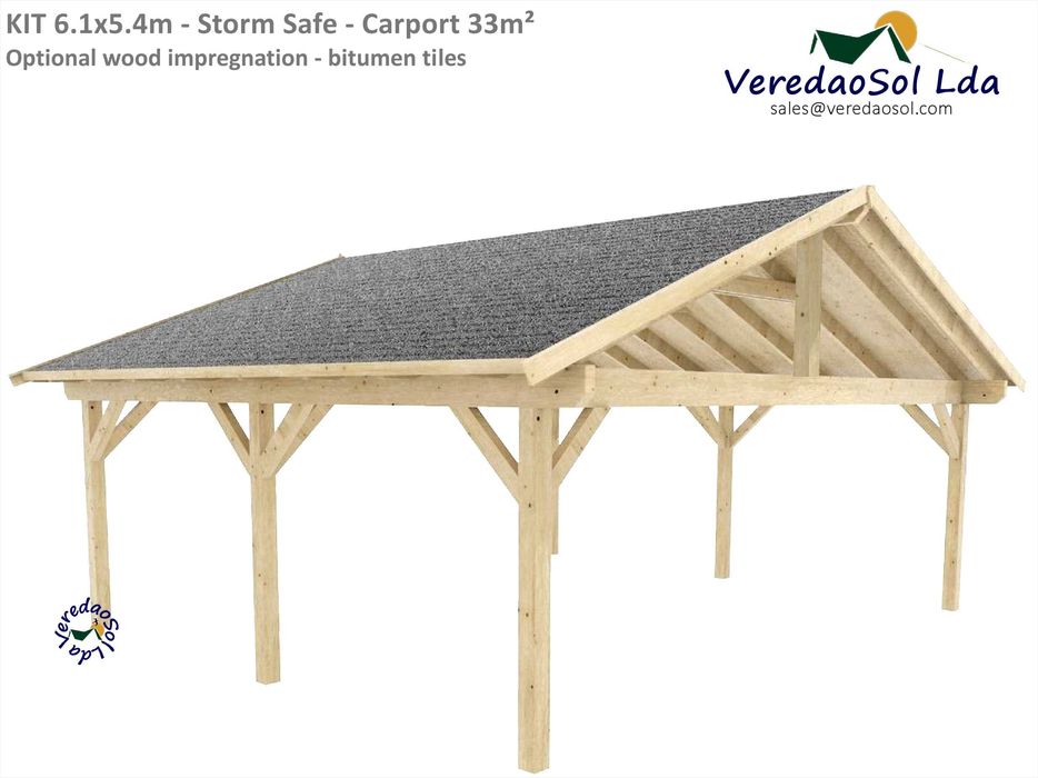 KIT Storm Safe 33m² - Estável otimo por telhas cerâmicas Casa madeira