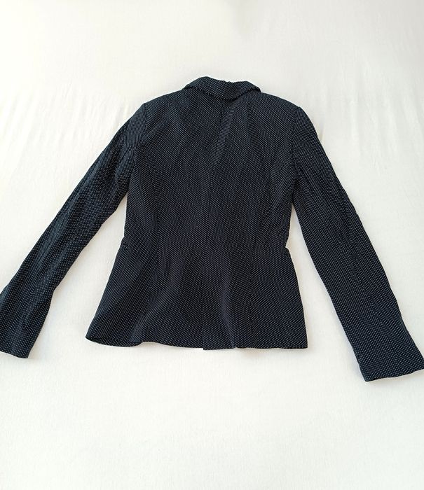 Wiskozowa granatowa marynarka damska żakiet w kropki S Zara