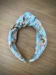 Opaska do włosów handmade, błękitna w kwiaty