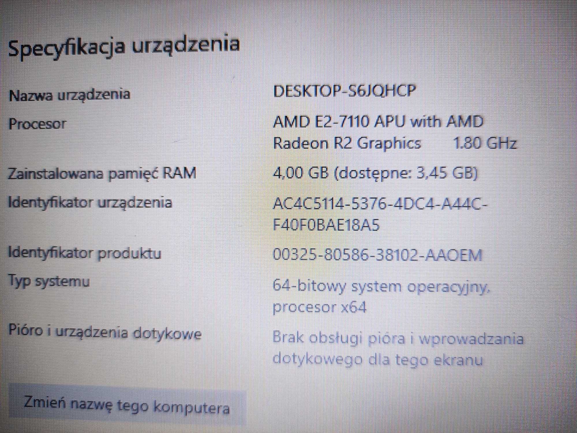 Laptop HP 15-ba005nw, AMD E2-7110, 1.8GHZ/4GB/500GB