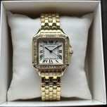 Супер Хіт! Жіночий годинник Cartier на браслеті золотого кольору