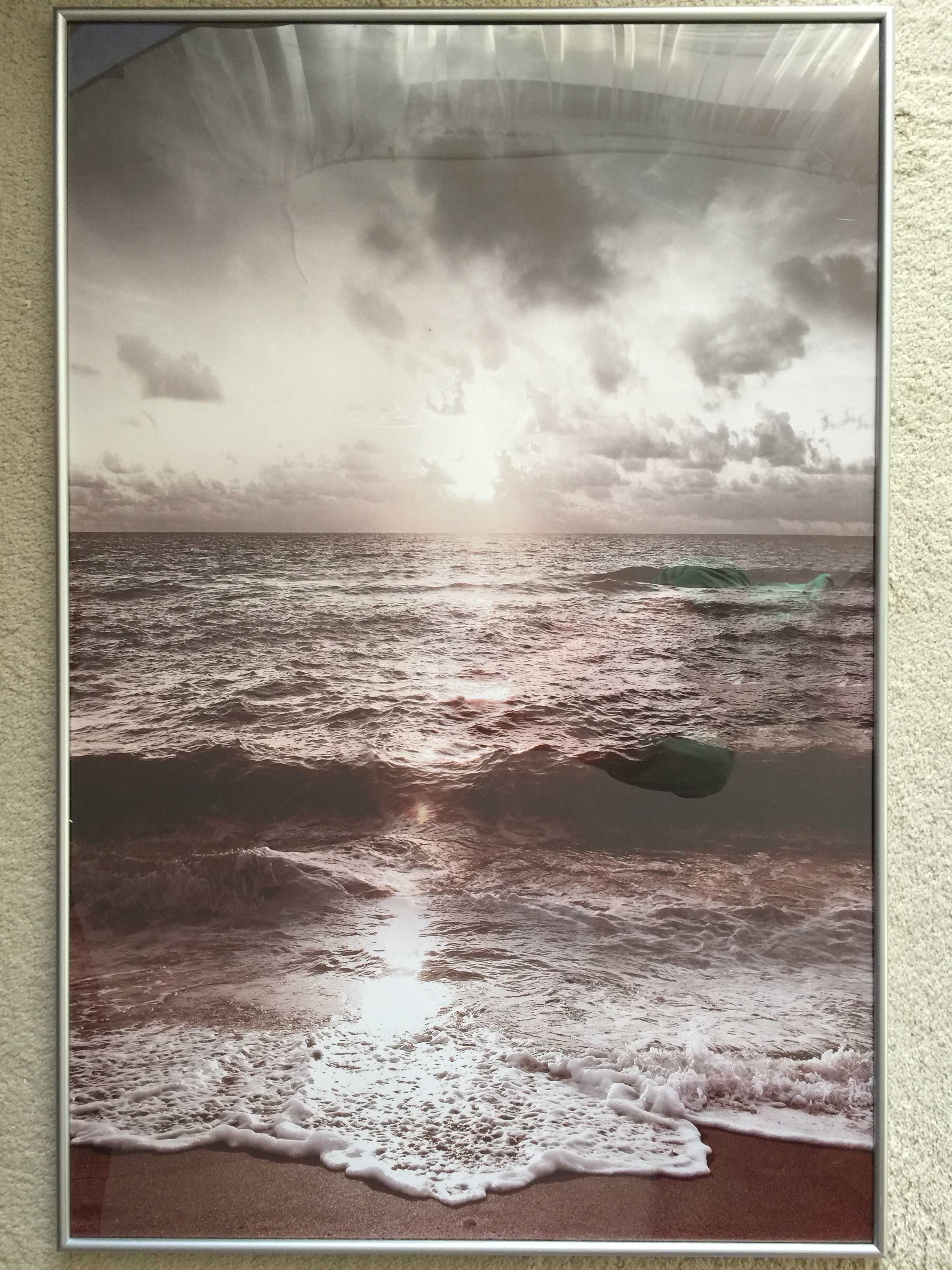 OBRAZ Morze Fotografia RAMA Srebro 91 x 61 cm PEJZAŻ Retro IKEA