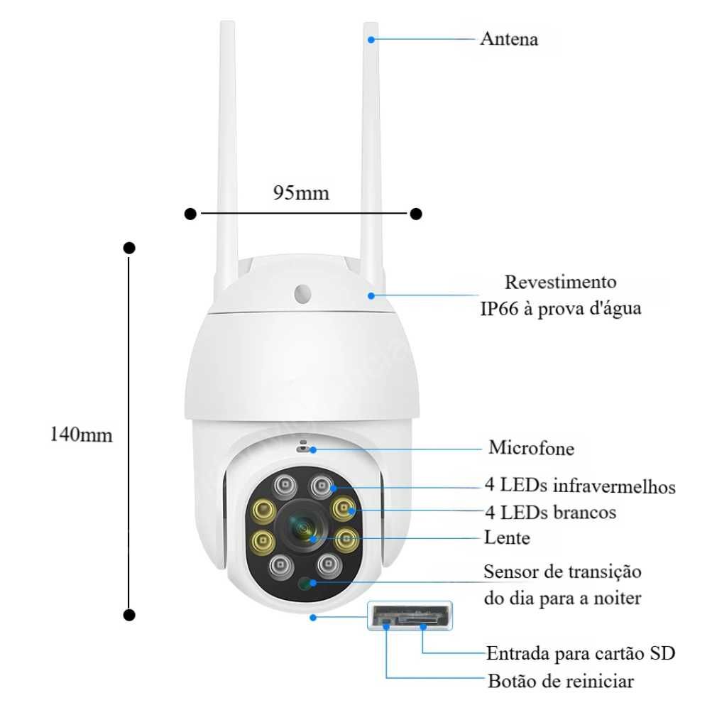 Câmara Exterior ‼️ FullHD ‼️ 5MP ‼️ Zoom Digital 5x ‼️ Visão Noturna