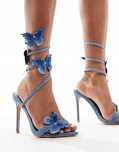 Simmi London 38 Niebieskie Sandały Na Szpilce Stylowe Chenda R12886