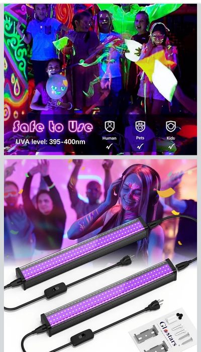 Lampa 26w UV LED 2szt ultrafiolet imprezowa