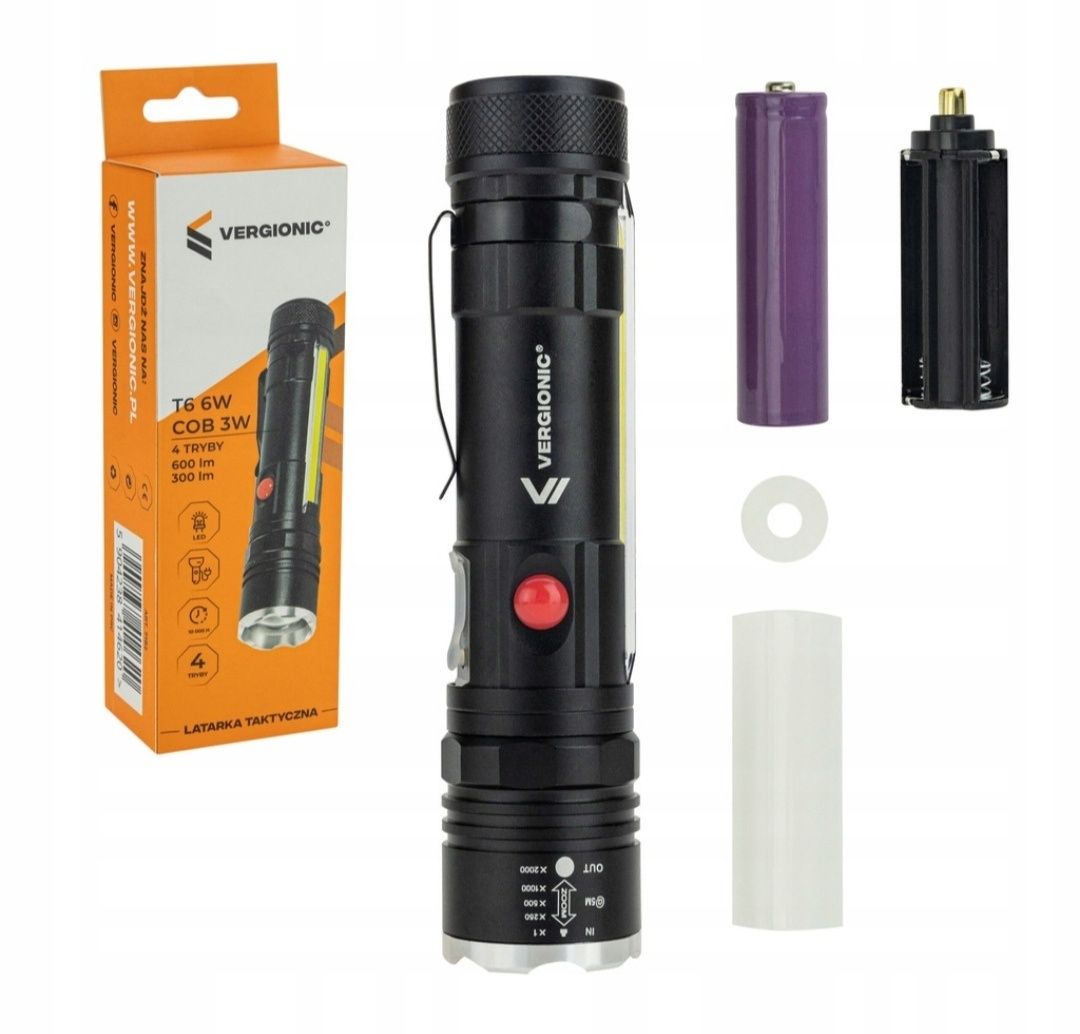 Hit!!! Cenowy! Latarka podręczna LED CREE T6 6W COB 3W szperacz