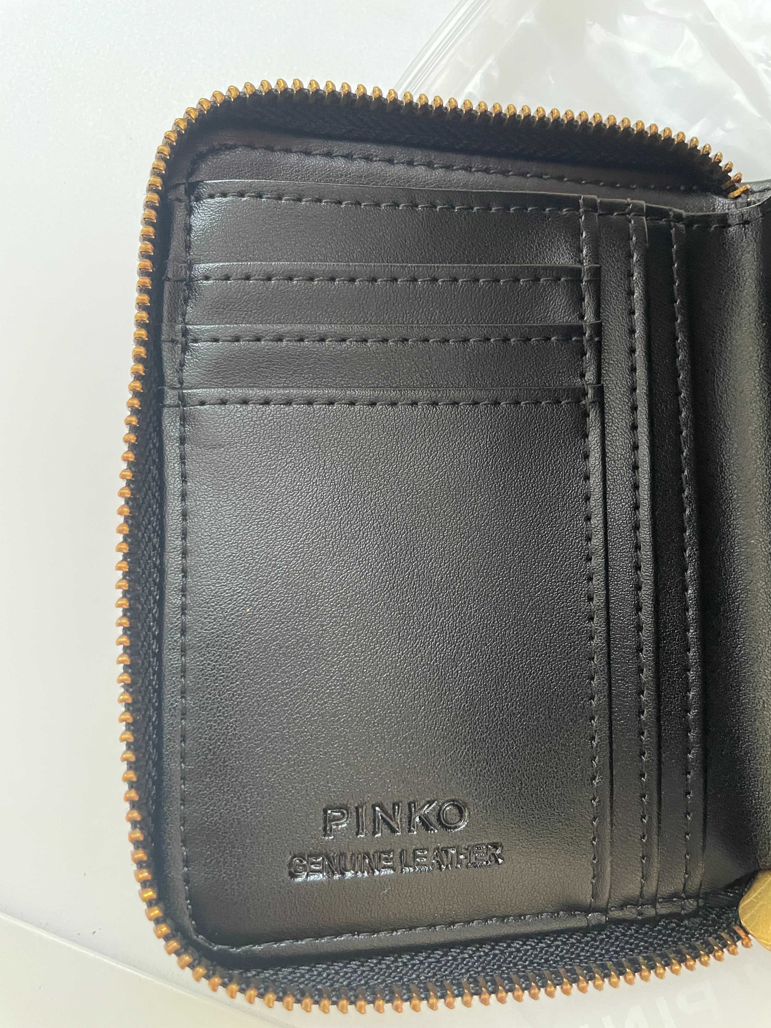 nowy portfel pinko taylor zip around czarny