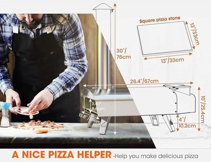 Forno a lenha novo pizza portátil campismo utensílios cozinha inox