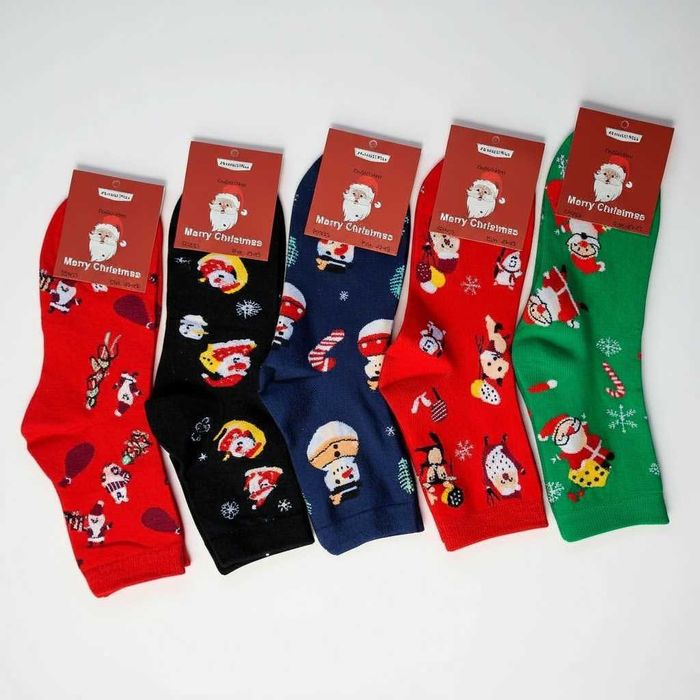 Zestaw 5 par skarpetek świątecznych męskich bawełna prezent komplet