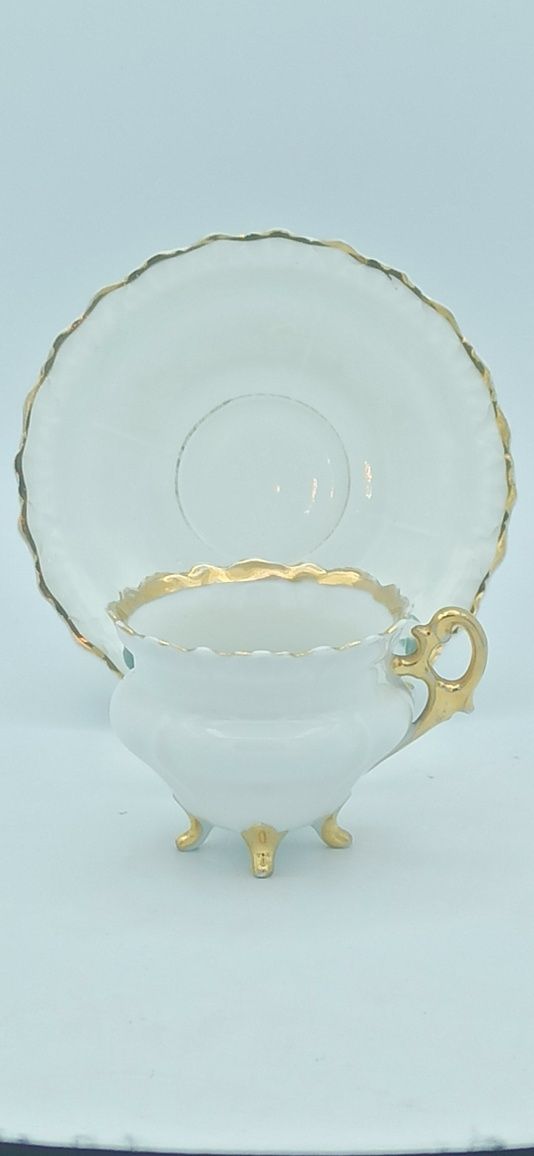 Porcelana Śląska OHME Szczawienko DUO Mokka  Złocenia UNIKAT