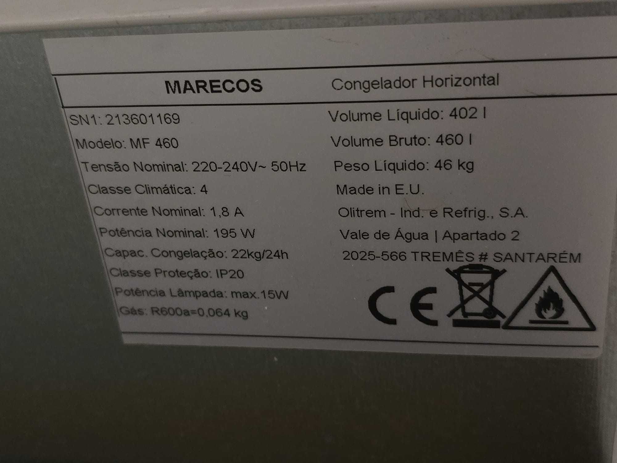 Arca congeladora Profissional MARECOS MF 460 grupo Balay
