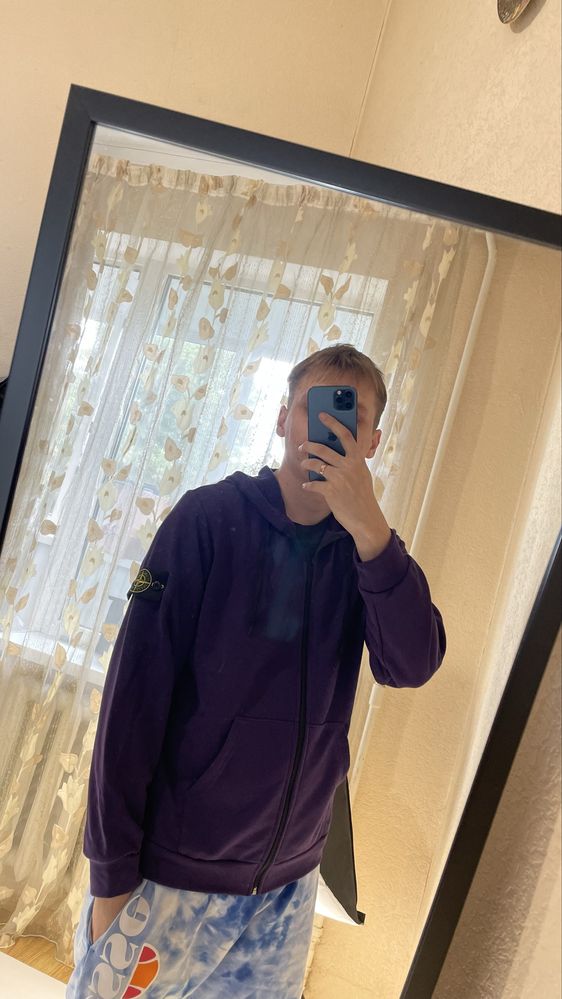 Новый Зип худи Stone island фиолетовый
