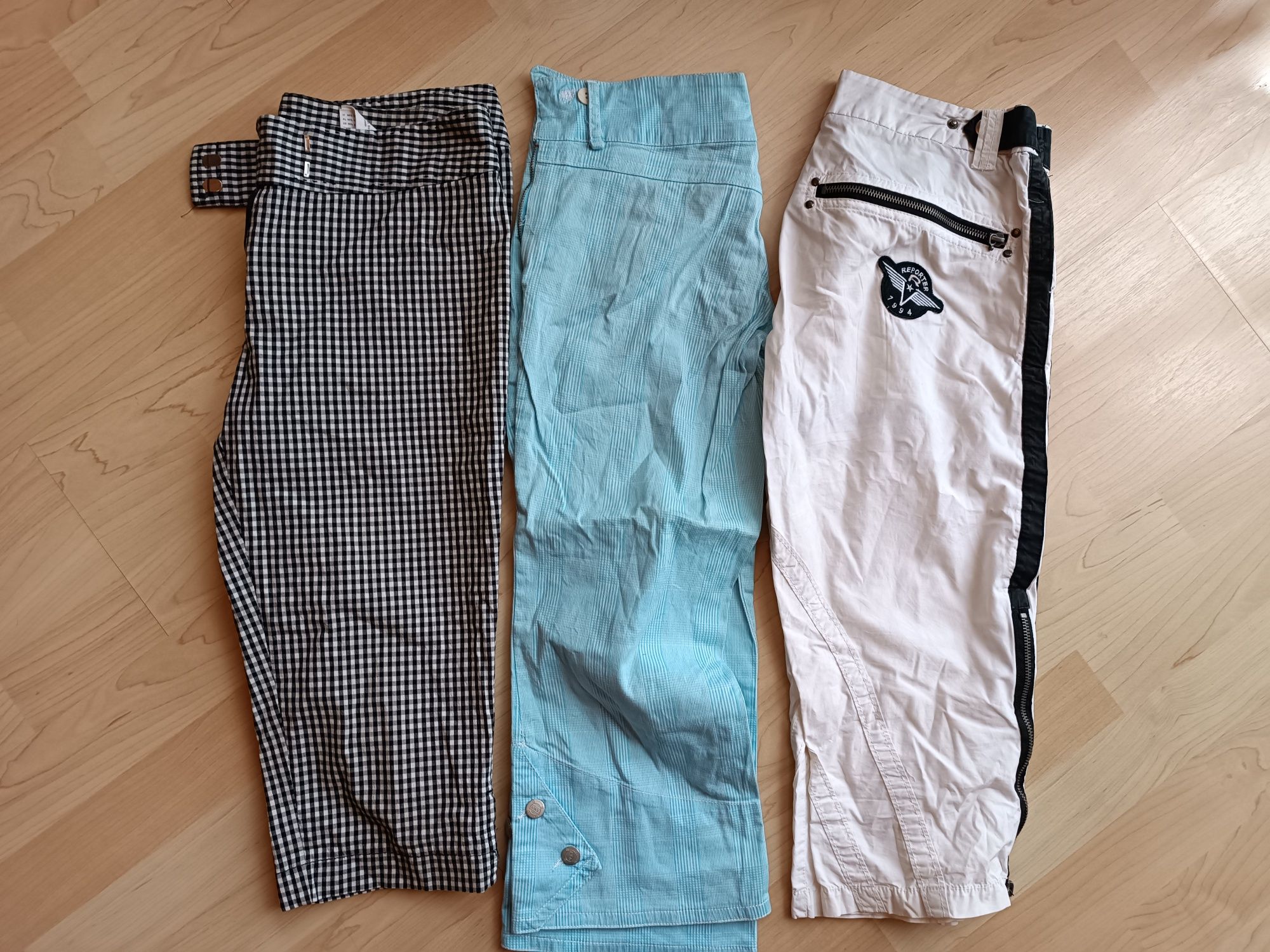 Spodenki do kolan. Terranova H&M rozm 36 S krata,białe