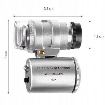 Кишенькова лупа ювелірна валютна міні мікроскоп led 60x