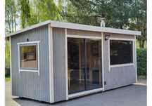 Sauna ogrodowa drewniana SOD 4,5x2,4m beczka, ruska bania, fińska