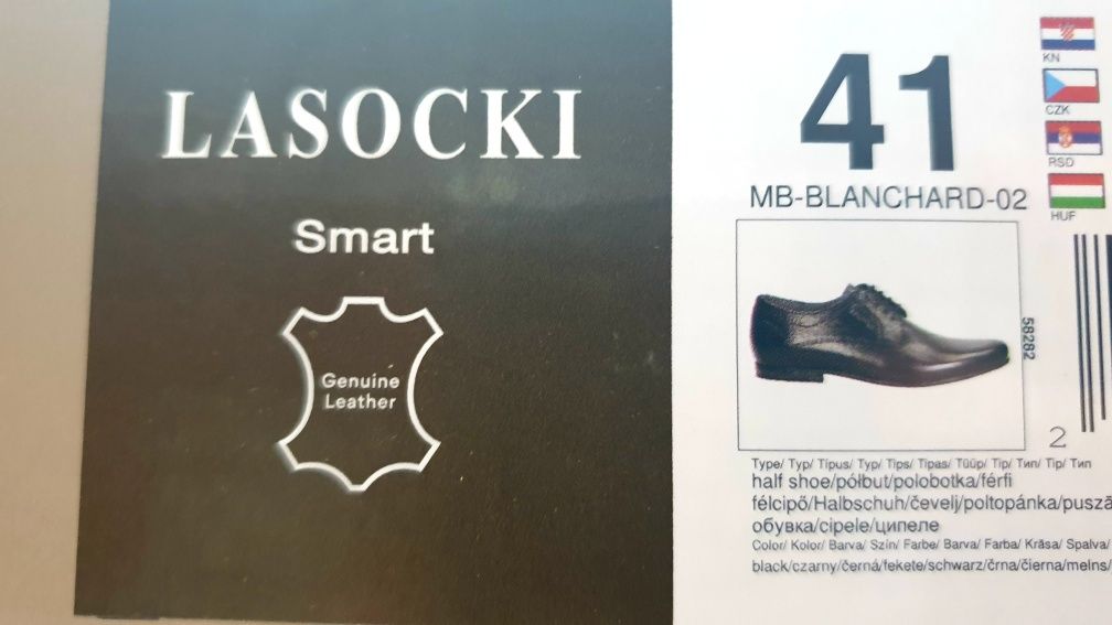 Skórzane półbuty męskie garniturowe Lasocki 41 (28)