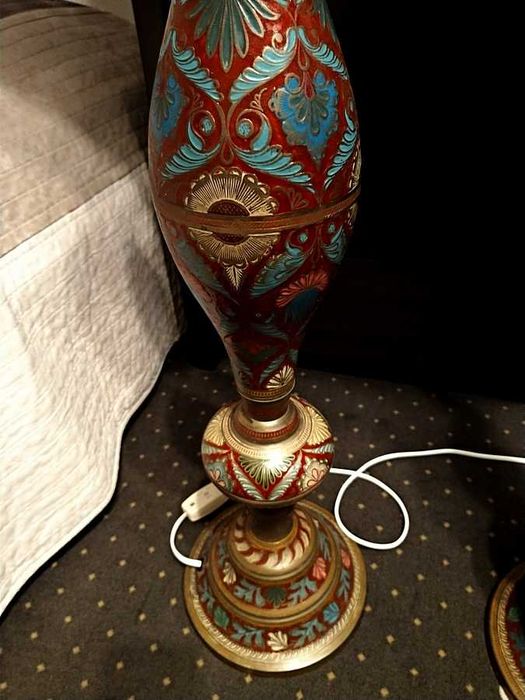 unikalna stylowa lampa stojąca lub stołowa metal mosiądz 2szt - GRUZJA